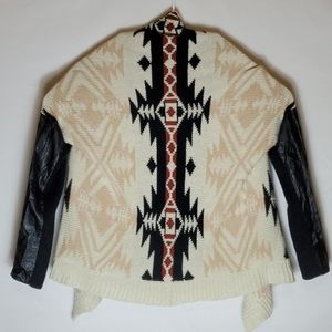 FATE Tribal Geometric Print Open Cardigan Sweater